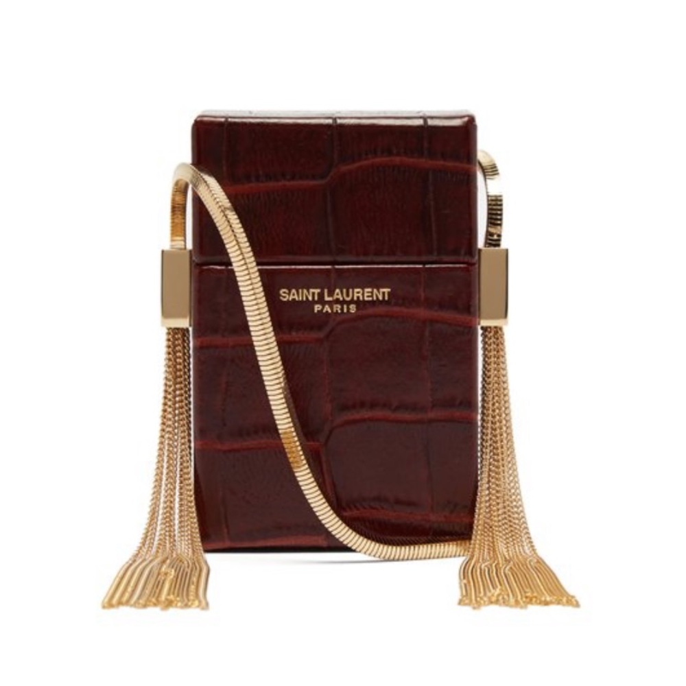 SAINT LAURENT Smoking Minaudière Croc Embossed